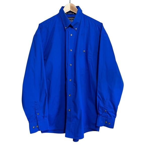 Wrangler George Strait Collection Royal Blue Button Down Long Sleeve Shirt XL - Picture 1 of 6